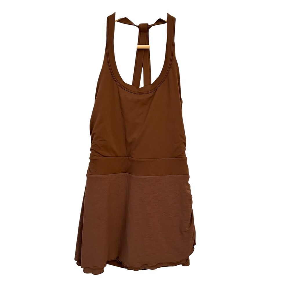 FP Movement Brown Stretchy Razorback Tank Short Tennis Skort Size M